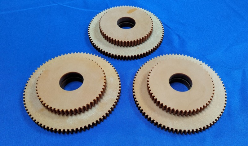 Machined PEEK double spur gears — More projects