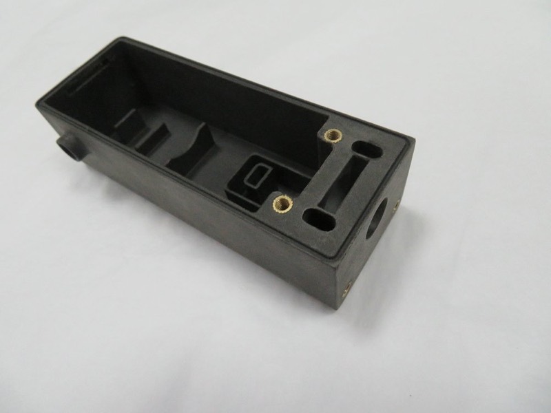 Black MJF/SLS 3D-printed electronics box with brass inserts — More projects